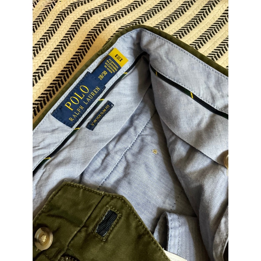 Polo Ralph Lauren Chino Pants Olive Green Slim Fit Size 28 30 - Picture 5 of 7